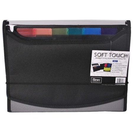 FILEXEC Filexec Soft Touch Padded Canvas Window Expanding File; 13 Pockets; Black 711888462278